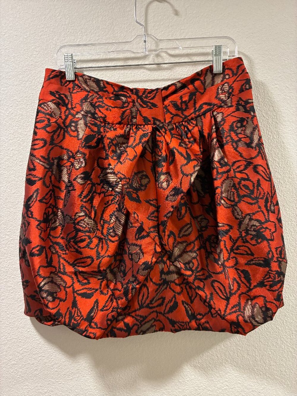 Anthropologie Eva Franco Missive Bubble Skirt Orange Black Floral Brocade 10 NEW